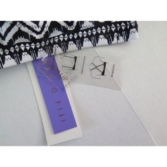 Radio Fiji W730660 Women's Sz M Black/White Flying Solo Luna Bra Swim Top - Picture 6 of 8
